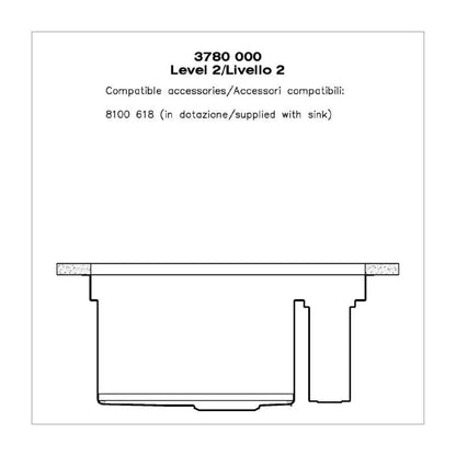 Foster 3780000 Galante Lavello Sottotop 1 Vasca Inox Spazzolato con Canalino cm. 86 x 52