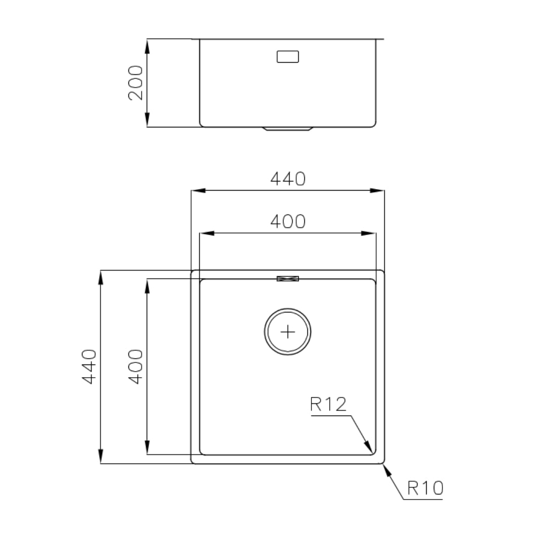 Foster 3356050 S4001 Lavello Incasso Filotop 1 Vasca Acciaio Inox Spazzolato cm. 44 x 44