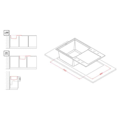 Elleci Easy 300 LGY30039 Lavello 1 Vasca con Gocciolatoio Reversibile Sopratop Granitek Bianco Soft cm. 79 x 50