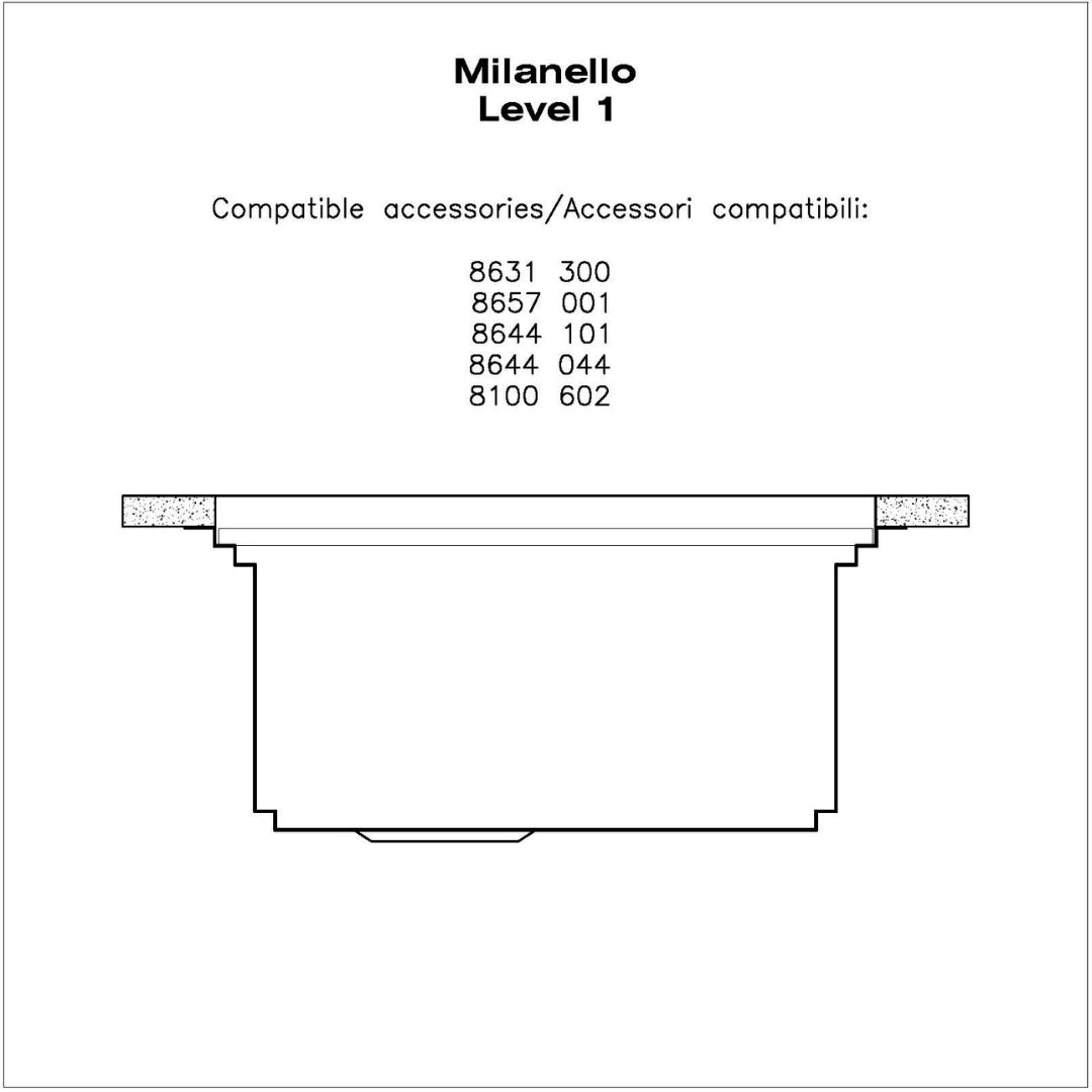 Foster Milanello Workstation 1034050 Lavello 1 Vasca Incasso Filotop Acciaio Inox Spazzolato mm. 806x520