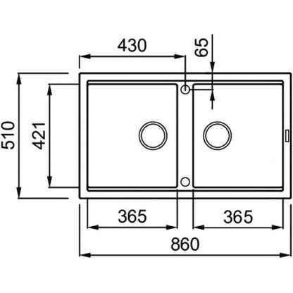 ELLECI BEST 450 LGB45059 Lavello 2 Vasche Reversibili Sopratop Antracite Granitek cm. 86 x 51