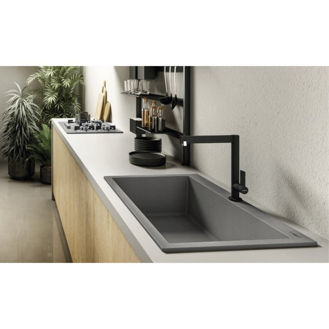 Elleci Quadra 100 LGQ10062 Lavello da Incasso 1 Vasca Sopratop Granitek Bianco Antico cm. 41 x 50