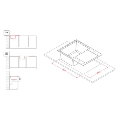 Elleci Easy 135 LGY13539 Lavello Incasso 1 Vasca Granitek Bianco Soft cm. 68 × 50