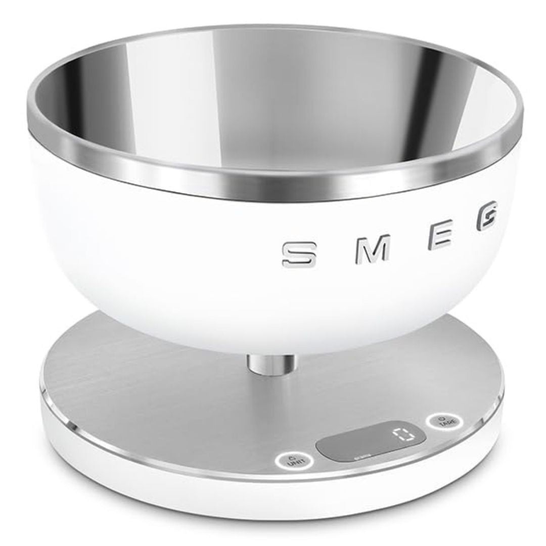 SMEG KSC01WHMWW Bilancia da Cucina Digitale con Ciotola Inox Portata 5Kg Bianca