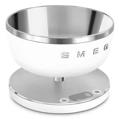 SMEG KSC01WHMWW Bilancia da Cucina Digitale con Ciotola Inox Portata 5Kg Bianca