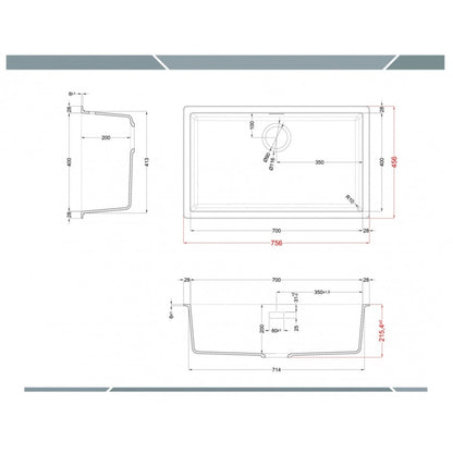 Elleci ZEN 130 LKZ13087 Lavello Cucina Monovasca Incasso Sopratop/Sottotop Keratek Cocoa mm. 756 x 456