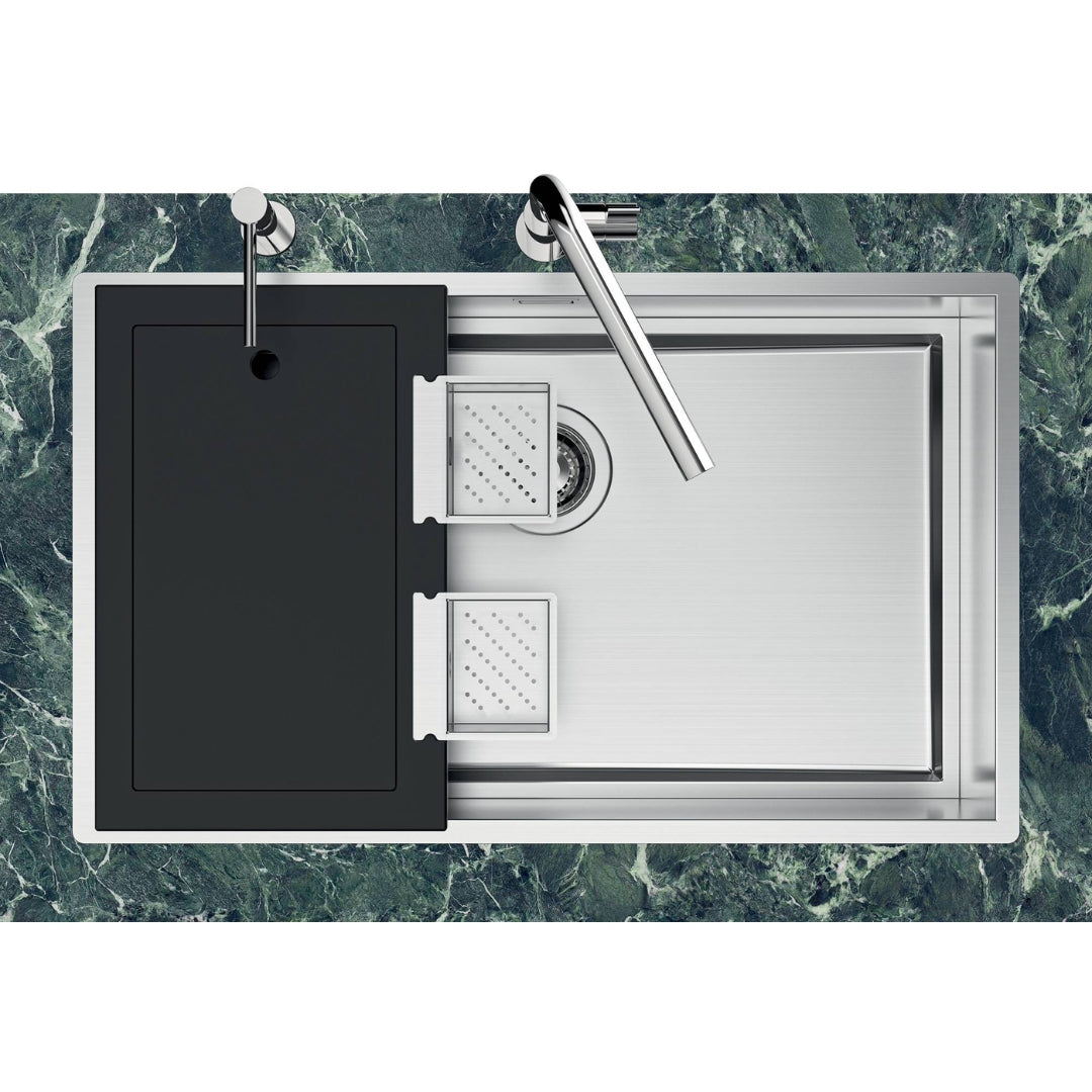 Foster Quadra Evo 1257050 Lavello 1 Vasca Incasso Filotop Acciaio Inox Spazzolato cm. 78 x 47