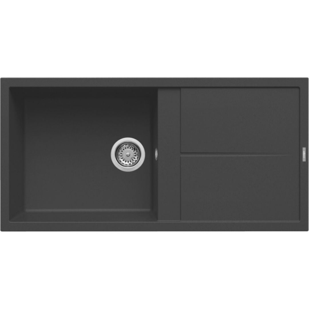 ELLECI UNICO 480 LGU48059 Lavello 1 Vasca con Gocciolatoio Reversibile Sopratop Granitek Antracite cm. 100 x 50