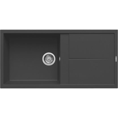ELLECI UNICO 480 LGU48059 Lavello 1 Vasca con Gocciolatoio Reversibile Sopratop Granitek Antracite cm. 100 x 50