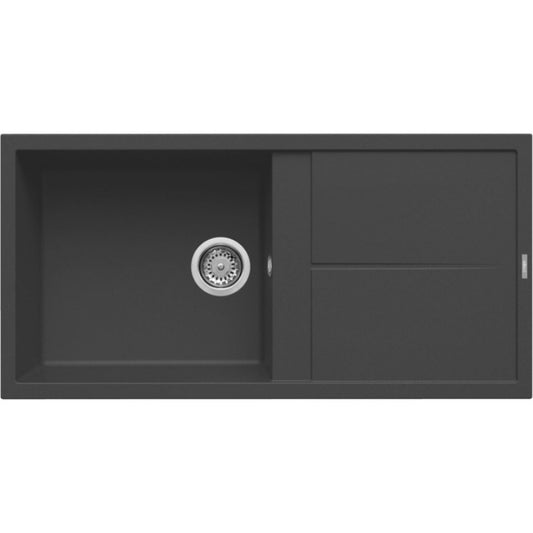 ELLECI UNICO 480 LGU48059 Lavello 1 Vasca con Gocciolatoio Reversibile Sopratop Granitek Antracite cm. 100 x 50