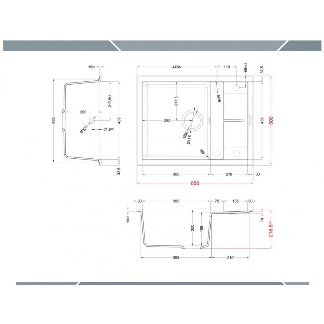Elleci Unico 125 LGU12562 Lavello 1 Vasca con Gocciolatoio Reversibile Sopratop Granitek Bianco Antico cm. 65 x 50