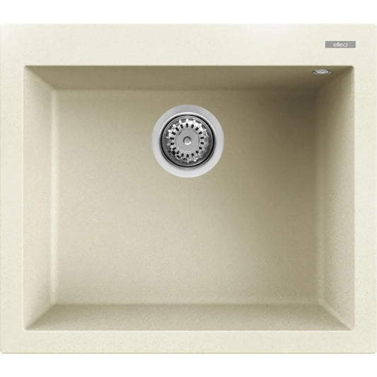 Elleci Quadra 105 LGQ10562 Lavello da Incasso 1 Vasca Sopratop Granitek Classic Bianco Antico cm. 57 x 50