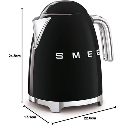 SMEG ESTETICA KLF03BLEU 1,7L Bollitore Elettrico Nero Anni '50 Soft Opening