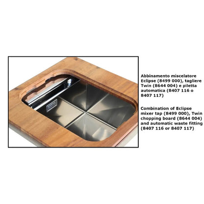 Foster 1236050 Quadra Lavello da Cucina Incasso Filotop Acciaio Inox Spazzolato 44 x 44 cm