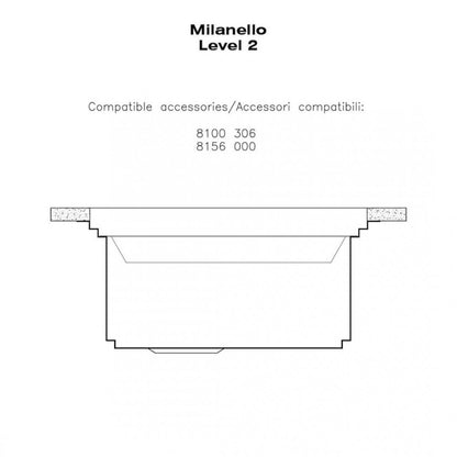 Foster Milanello 1031050 Lavello 1 Vasca Incasso Filotop Acciaio Inox Spazzolato mm 486 x 520