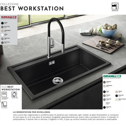ELLECI BEST 130 LGB13051 Lavello da Incasso 1 Vasca Sopratop Granitek Avena 51 cm. 79 x 51