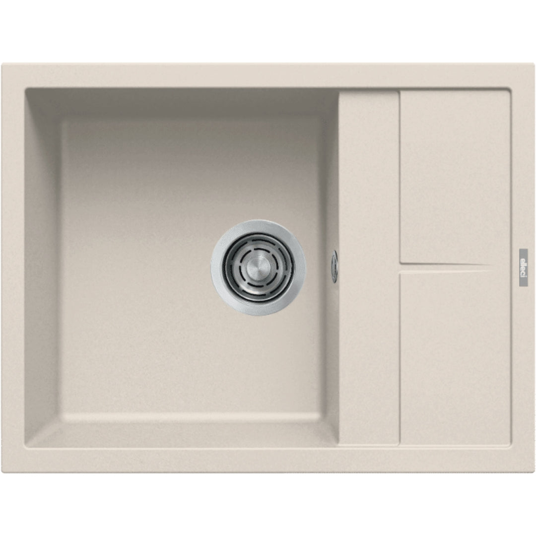 Elleci Unico 125 LGU12539 Lavello Incasso 1 Vasca Granitek Bianco Soft cm. 65 × 50
