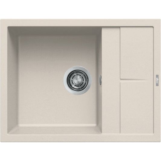 Elleci Unico 125 LGU12539 Lavello Incasso 1 Vasca Granitek Bianco Soft cm. 65 × 50