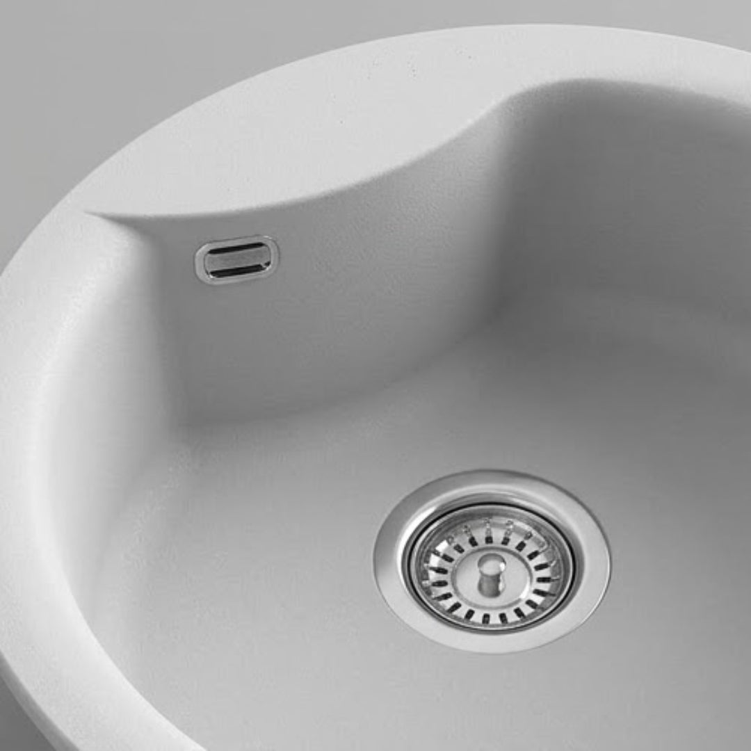 Elleci Ego Round LGEROU68 Lavello Tondo Incasso Sopratop Granitek Bianco Titano Diam. mm. 485