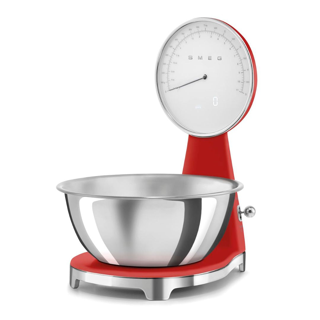 SMEG KSF01RDWW Bilancia Cucina Digitale Analogica Rossa Ciotola Inox 1,8 L