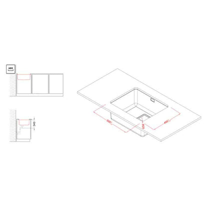 ELLECI LIW500SACMU W-Square 500 Lavello 1 Vasca Acciaio Inox Satinato cm. 54 x 44
