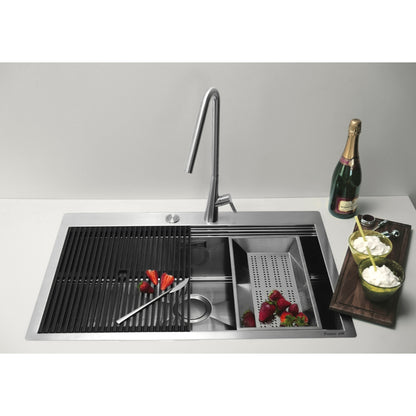 Foster Milanello 1040052 Lavello Filotop 1 Vasca Sinistra Gocciolatoio Destra Acciaio inox mm. 806 x 520