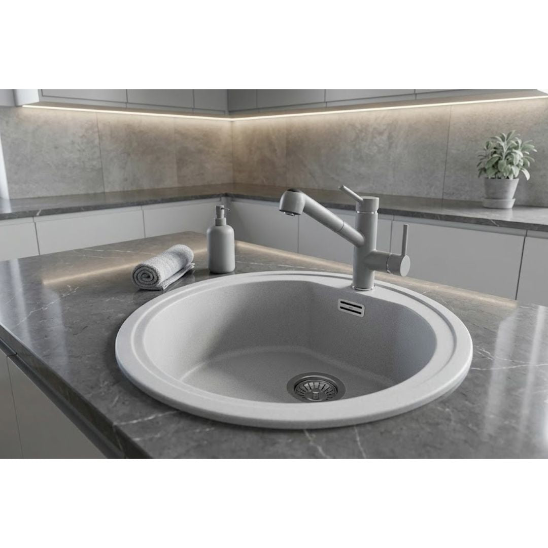 ELLECI FOX ROUND LMFROU79 Lavello 1 Vasca Circolare Sopratop Granintek Nuvola diam. 45 cm