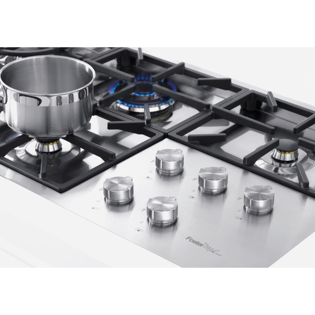 FOSTER MILANO 7638000 Piano Cottura a Gas da Incasso 5 Fuochi in Acciaio Inox Satinato cm. 105 x 56