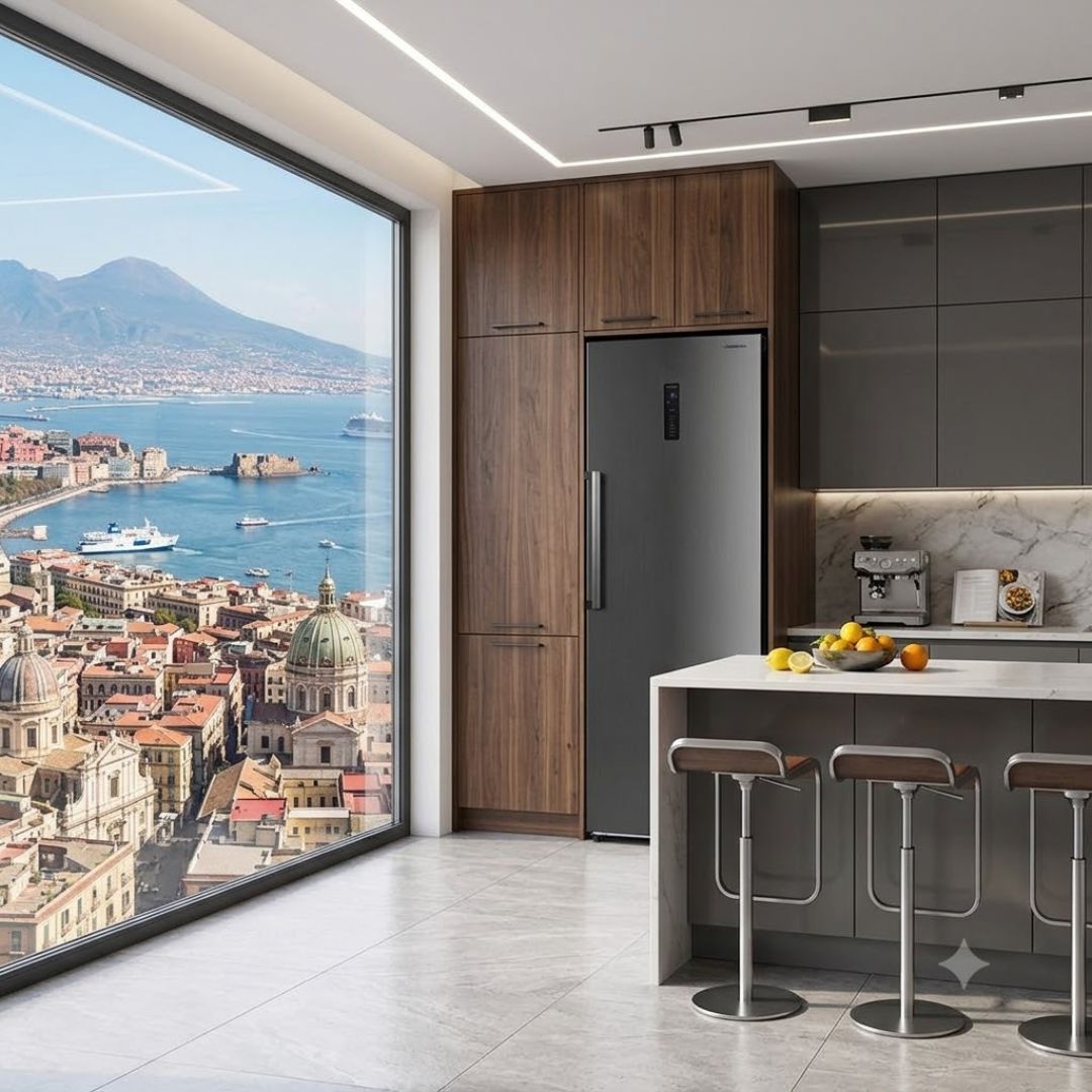 CROMBERG HRH1P47BX Frigorifero Americano Monoporta No Frost 359 L Nero Inox Classe E Display LED Invertercm. 60 x 185