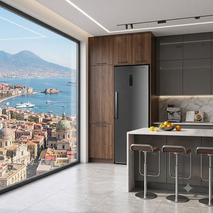 CROMBERG HRH1P47BX Frigorifero Americano Monoporta No Frost 359 L Nero Inox Classe E Display LED Invertercm. 60 x 185