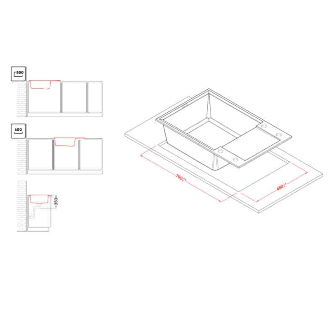 Elleci Easy 310 LGY31062 Lavello Incasso Sopratop 1 Vasca Granitek Bianco Antico cm. 78 × 50