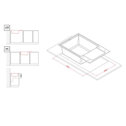 Elleci Easy 310 LGY31062 Lavello Incasso Sopratop 1 Vasca Granitek Bianco Antico cm. 78 × 50
