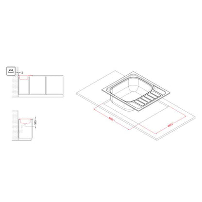 ELLECI LIX125SACSX Lavello Cucina 1 Vasca Incasso Gocciolatoio Destra Inox cm 58x50