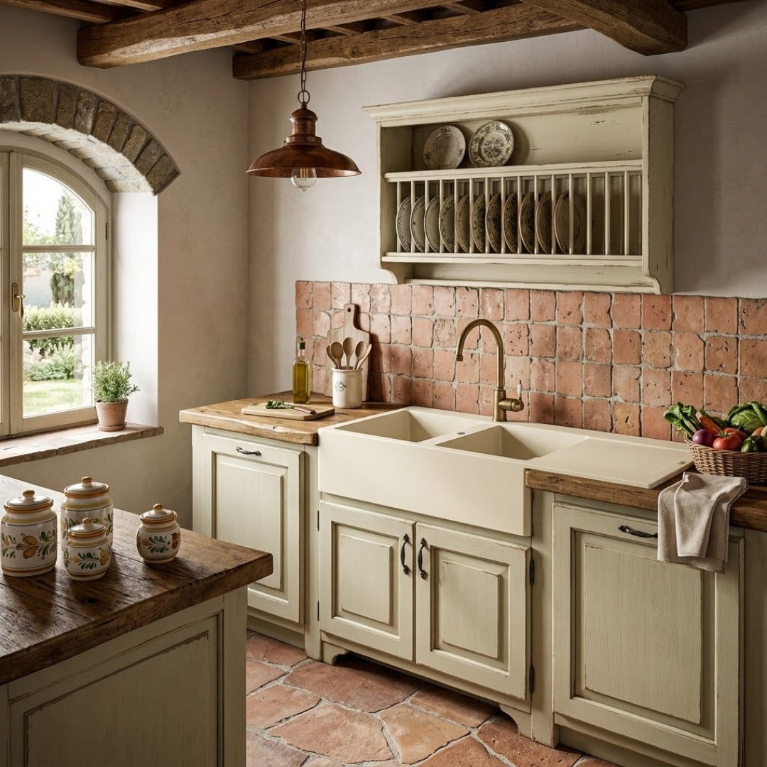 Elleci LGY50062 Easy 500 Lavello 2 Vasche con Gocciolatoio Reversibile Sopratop Granitek Bianco Antico cm. 116 x 50
