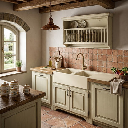 Elleci LGY50062 Easy 500 Lavello 2 Vasche con Gocciolatoio Reversibile Sopratop Granitek Bianco Antico cm. 116 x 50