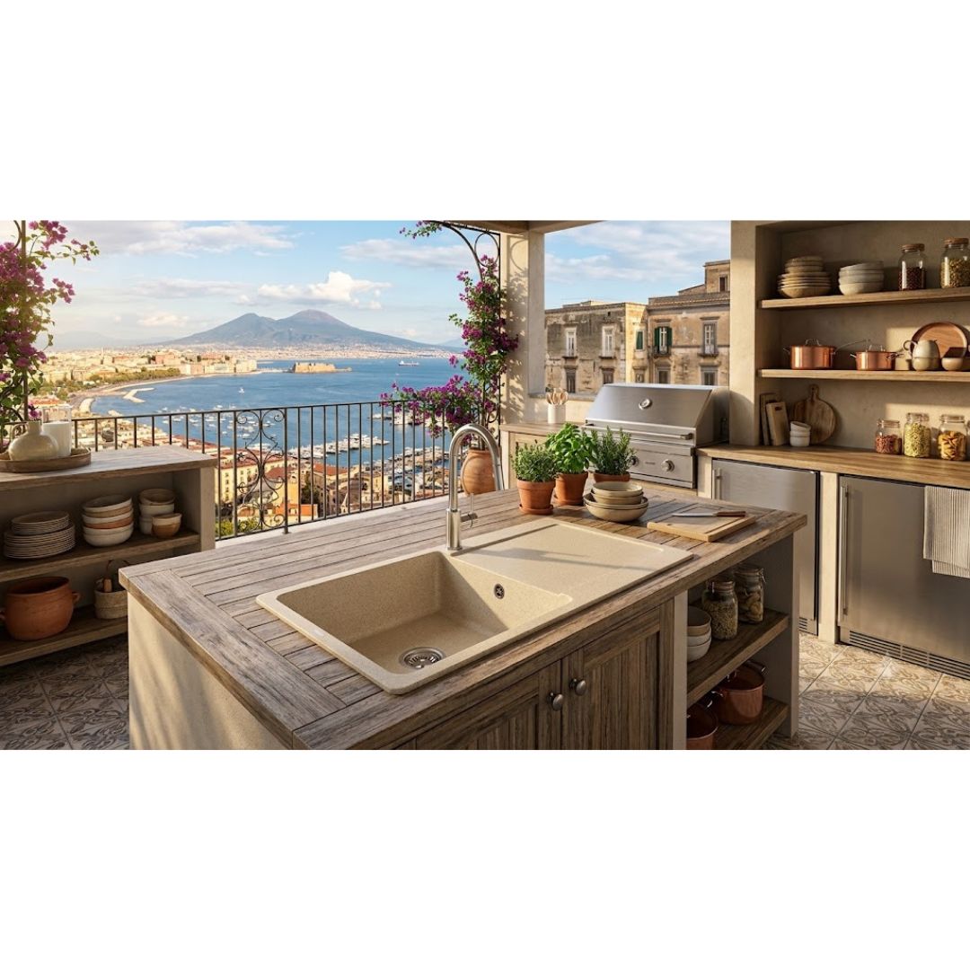 ELLECI LIFE 480 LG248051 Lavello da Incasso 1 Vasca grande con Gocciolatoio Reversibile Granitek Avena 51 cm. 100 x 51
