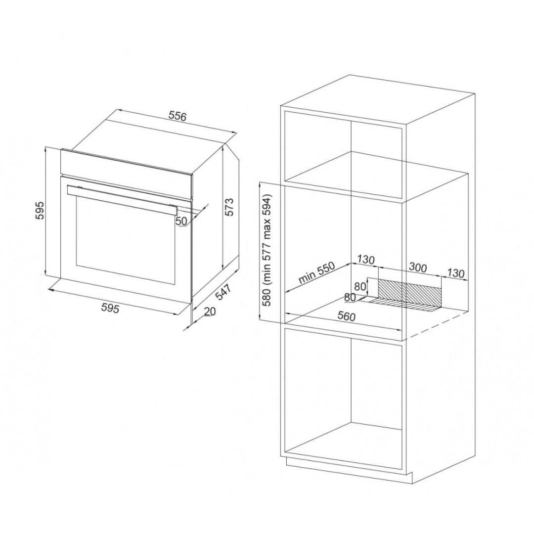 Silverline 6502.6.733.04 Forno Elettrico Ventilato 72 Lt Classe A Nero cm. 60 x 60