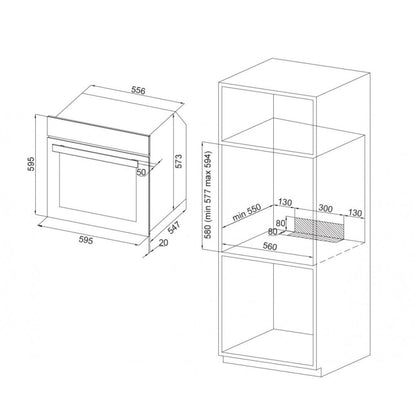 Silverline 6502.6.733.04 Forno Elettrico Ventilato 72 Lt Classe A Nero cm. 60 x 60