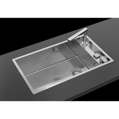Foster Quadra 1237050 Lavello 1 Vasca Incasso Sopratop Filotop Acciaio Inox Spazzolato cm. 75 x 44