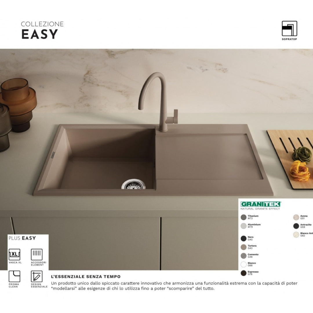 ELLECI EASY 135 LMY13579 Lavello 1 Vasca Gocciolatoio Reversibile cm. 68 × 50