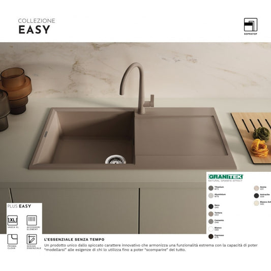 ELLECI EASY 135 LMY13579 Lavello 1 Vasca Gocciolatoio Reversibile cm. 68 × 50