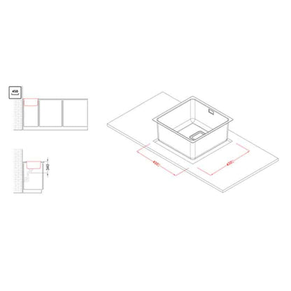 ELLECI LIW400SACMU W-SQUARE 400 Lavello 1 Vasca Acciaio Inox Satinato cm. 44 x 44