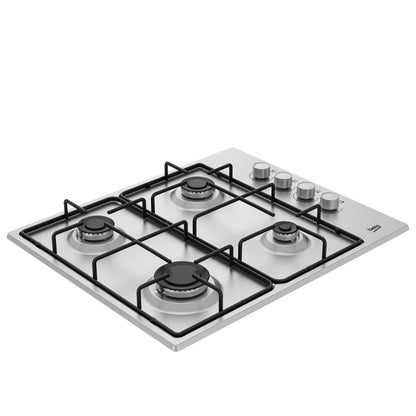 BEKO HIGG641C3SX Piano Cottura Incasso 4 Fuochi Inox Griglie Smaltate 61x51 cm