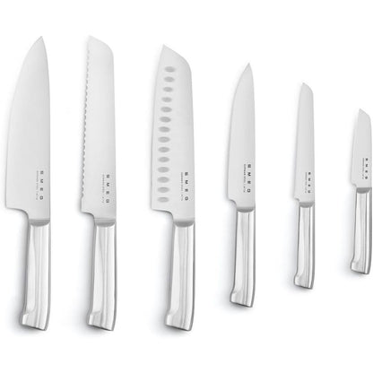 SMEG KBSF02BL Ceppo Portacoltelli Nero e Set 6 Coltelli INOX Estetica 50’s Style