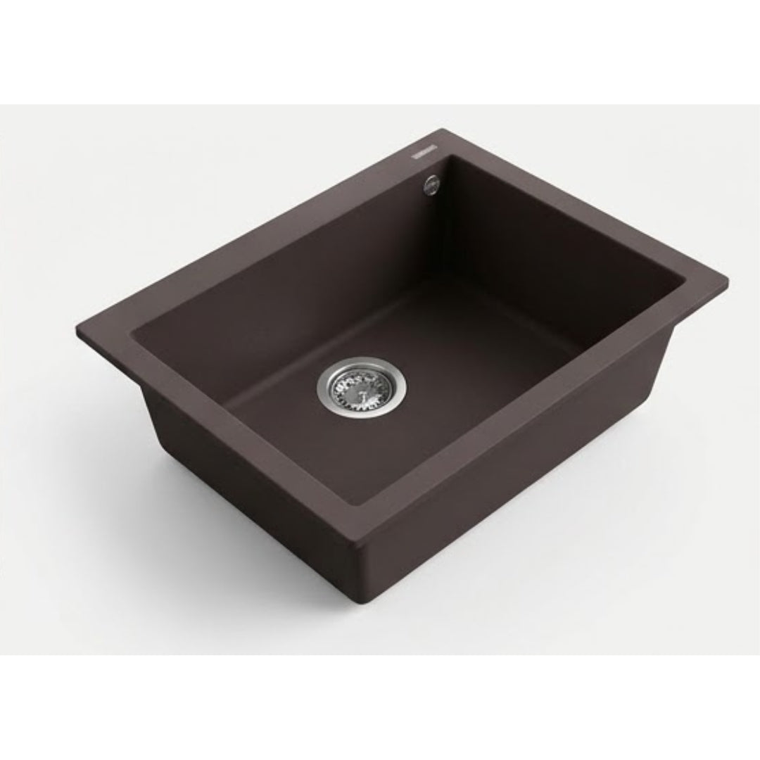 Elleci Quadra 110 LKQ11087 Lavello da Incasso Sopratop Monovasca Keratek Cocoa cm. 61 x 50