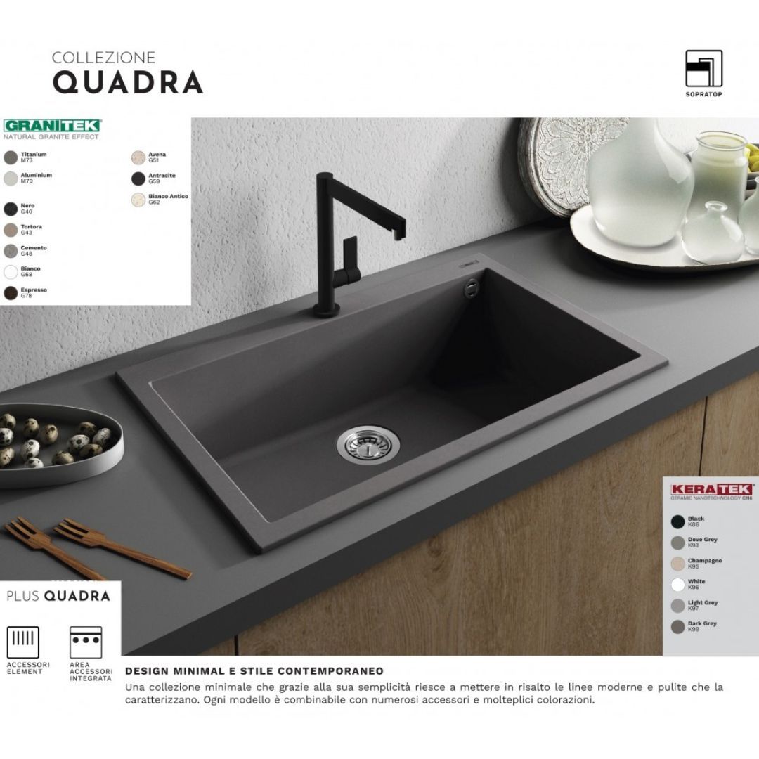 ELLECI BEST 105 LGB10551 Lavello Cucina Incasso Sopratop 1 Vasca  Avena Granitek cm. 57×51