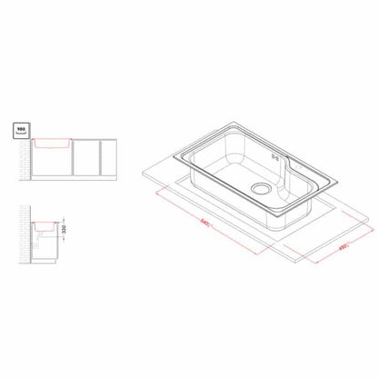 ELLECI LIK360SAC Sky 360 Lavello Incasso 1 Vasca Acciaio Inox Sopratop cm. 84 x 48