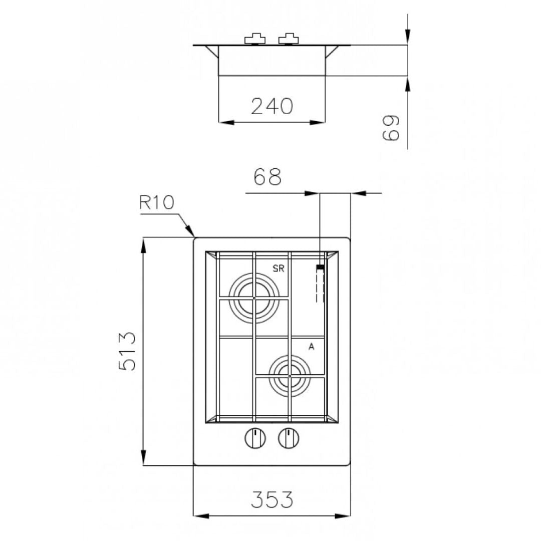 Foster FL Domino 7208032 Piano Cottura 2 Fuochi Filotop Inox Satinato cm. 35 x 51