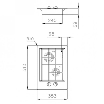 Foster FL Domino 7208032 Piano Cottura 2 Fuochi Filotop Inox Satinato cm. 35 x 51