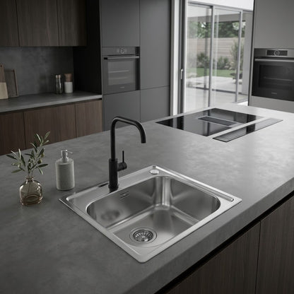 Foster 1144001 S1000 Lavello Incasso Inox Spazzolato Miscelatore Destra 44 cm